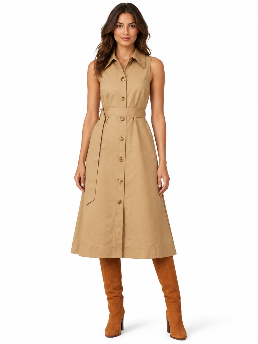 Kate Spade New York Khaki Sleeveless Trench Shirtdress Belted XS